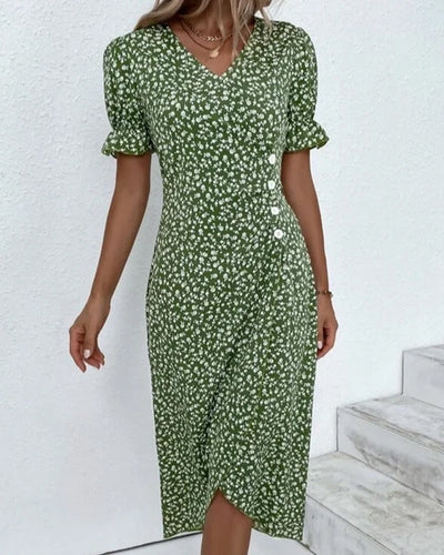 Rosa | Stilfuld Blomsterprintet V-hals Wrap Kjole