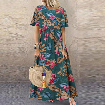 FLORA | Elegant og Livligt Lang Blomsterkjole