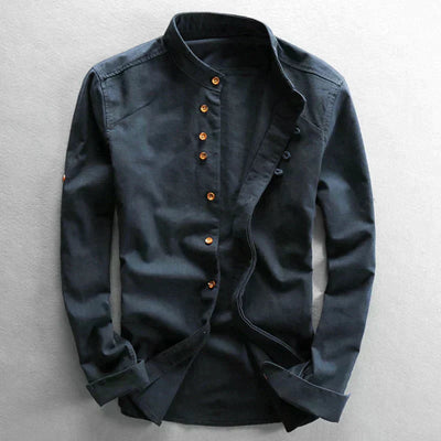 Niels | Stilfuld Button-Up Skjorte med Mandarin Krave